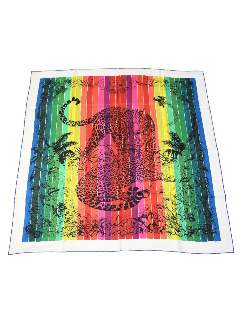 Hermes Jungle Love Rainbow Silk Square Scarf Multicolor